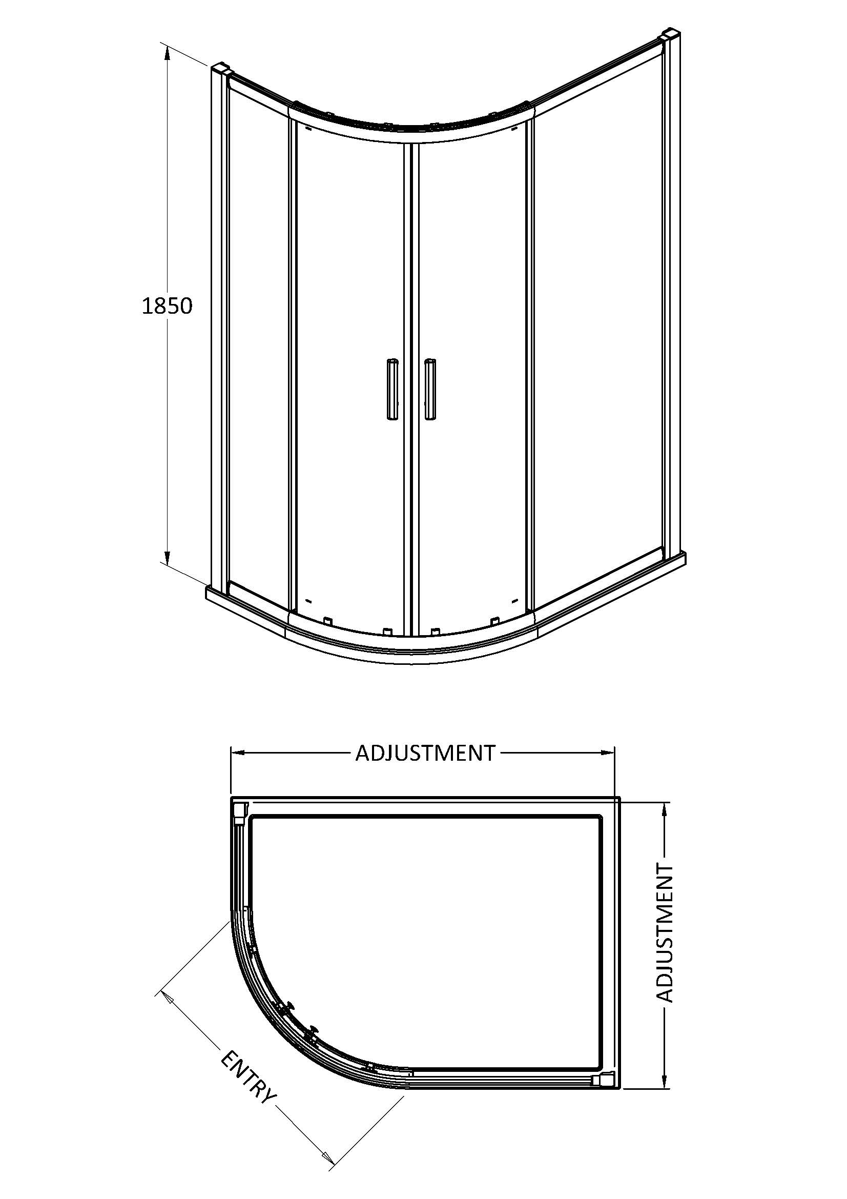 Shower Enclosures :: Enclosures :: Offset Quadrants :: Pacific 1000 x ...